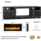 Mobile TV Bossin 70" con caminetto elettrico 36", Mobile TV per televisori fino a 80", 16 colori LED/Centro di intrattenimento