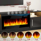 Mobile TV Bossin 70" con caminetto elettrico 36", Mobile TV per televisori fino a 80", 16 colori LED/Centro di intrattenimento