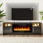 Mobile TV Bossin 70" con caminetto elettrico 36", Mobile TV per televisori fino a 80", 16 colori LED/Centro di intrattenimento
