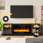 Mobile TV Bossin 70" con caminetto elettrico 36", Mobile TV per televisori fino a 80", 16 colori LED/Centro di intrattenimento