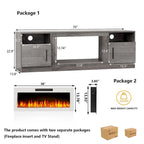 Mobile TV Bossin 70" con caminetto elettrico 36", Mobile TV per televisori fino a 80", 16 colori LED/Centro di intrattenimento