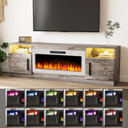 Mobile TV Bossin 70" con caminetto elettrico 36", Mobile TV per televisori fino a 80", 16 colori LED/Centro di intrattenimento