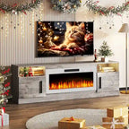 Mobile TV Bossin 70" con caminetto elettrico 36", Mobile TV per televisori fino a 80", 16 colori LED/Centro di intrattenimento