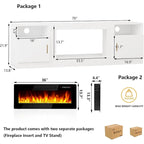 Mobile TV Bossin 70" con caminetto elettrico 36", Mobile TV per televisori fino a 80", 16 colori LED/Centro di intrattenimento