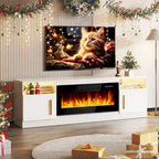 Mobile TV Bossin 70" con caminetto elettrico 36", Mobile TV per televisori fino a 80", 16 colori LED/Centro di intrattenimento