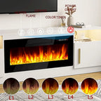Mobile TV Bossin 70" con caminetto elettrico 36", Mobile TV per televisori fino a 80", 16 colori LED/Centro di intrattenimento
