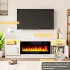 Mobile TV Bossin 70" con caminetto elettrico 36", Mobile TV per televisori fino a 80", 16 colori LED/Centro di intrattenimento