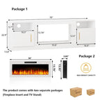Mobile TV Bossin 70" con caminetto elettrico 36", Mobile TV per televisori fino a 80", 16 colori LED/Centro di intrattenimento