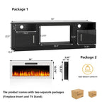Mobile TV Bossin 70" con caminetto elettrico 36", Mobile TV per televisori fino a 80", 16 colori LED/Centro di intrattenimento