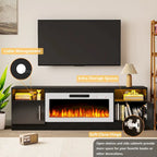 Mobile TV Bossin 70" con caminetto elettrico 36", Mobile TV per televisori fino a 80", 16 colori LED/Centro di intrattenimento