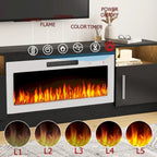 Mobile TV Bossin 70" con caminetto elettrico 36", Mobile TV per televisori fino a 80", 16 colori LED/Centro di intrattenimento