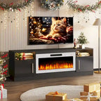 Mobile TV Bossin 70" con caminetto elettrico 36", Mobile TV per televisori fino a 80", 16 colori LED/Centro di intrattenimento