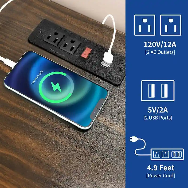 Moasis Lot de 2 tables d'appoint de style rustique avec LED et station de recharge, ports USB