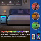 Moasis Lot de 2 tables d'appoint de style rustique avec LED et station de recharge, ports USB
