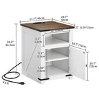 Moasis Lot de 2 tables d'appoint de style rustique avec LED et station de recharge, ports USB