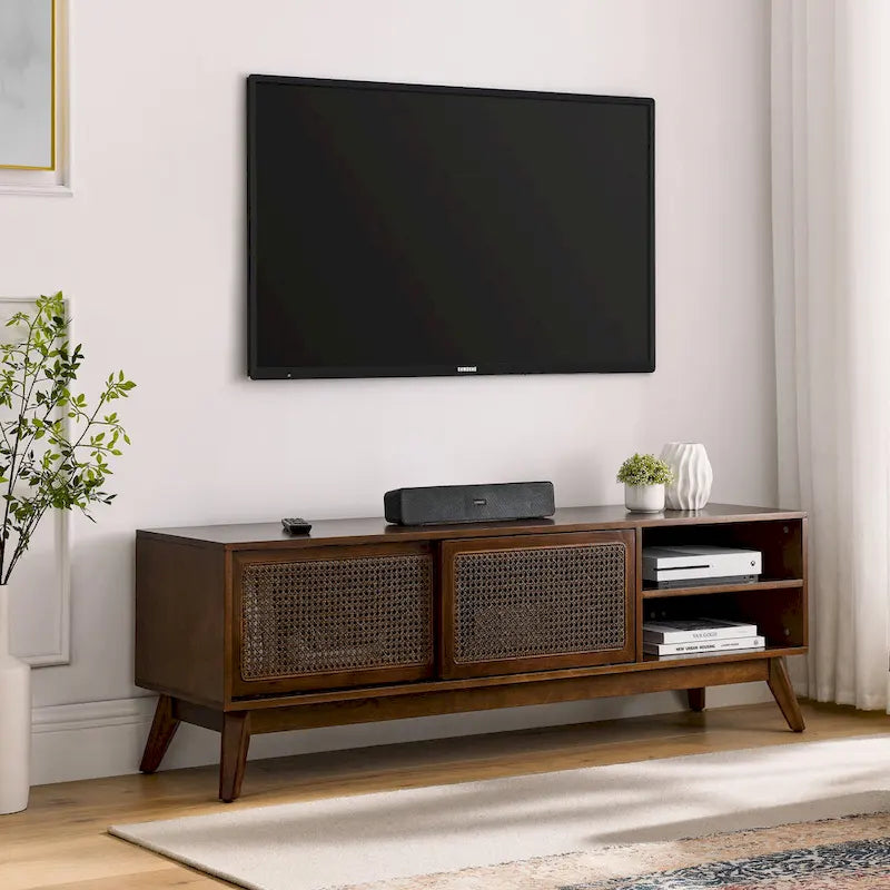 Mobile TV moderno in rattan per TV da 65 pollici
