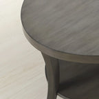 Tavolino ovale contemporaneo in legno con ripiano