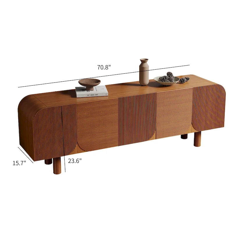Mobile TV in legno di metà secolo 71, console multimediale moderna marrone per soggiorno, preassemblato - 70.87x15.7