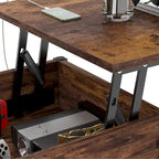 Tavolino da caffè sollevabile stile fattoria moderna con porta USB e luce LED, tavolino d'appoggio per soggiorno
