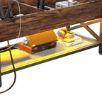 Tavolino da caffè sollevabile stile fattoria moderna con porta USB e luce LED, tavolino d'appoggio per soggiorno
