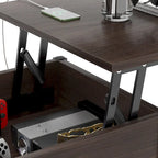Tavolino da caffè sollevabile stile fattoria moderna con porta USB e luce LED, tavolino d'appoggio per soggiorno