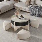 Table basse moderne de 31,5 po, table basse relevable avec 3 poufs, noire - 31,5 X 31,5