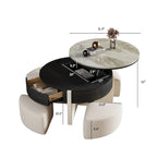 Table basse moderne de 31,5 po, table basse relevable avec 3 poufs, noire - 31,5 X 31,5