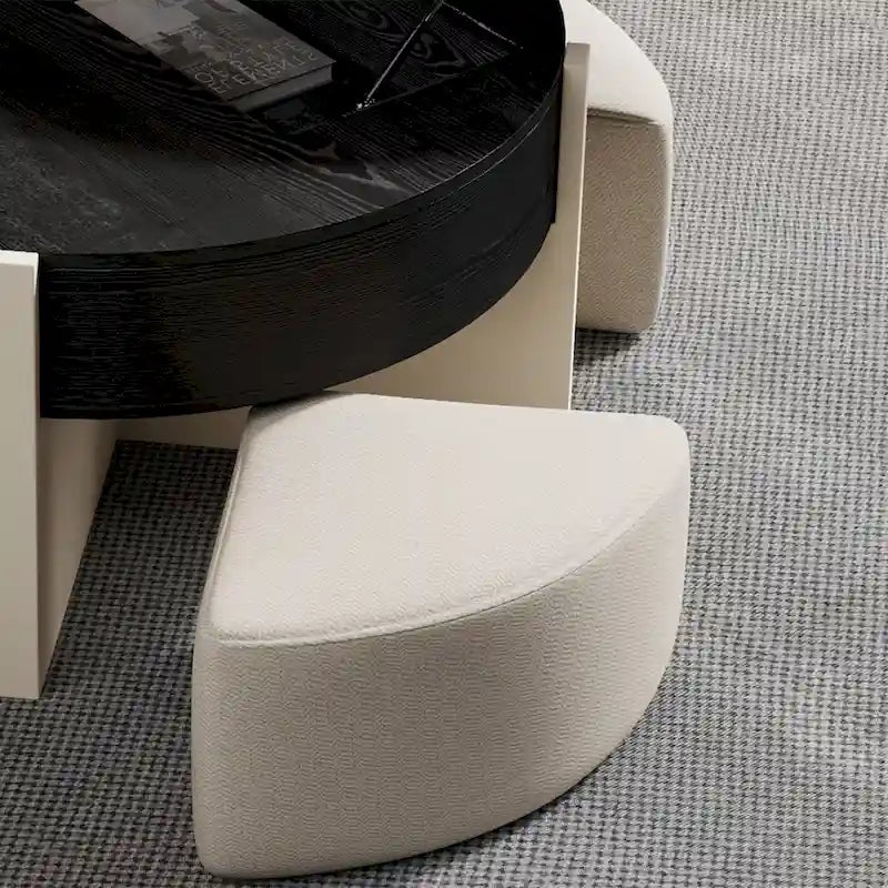 Table basse moderne de 31,5 po, table basse relevable avec 3 poufs, noire - 31,5 X 31,5