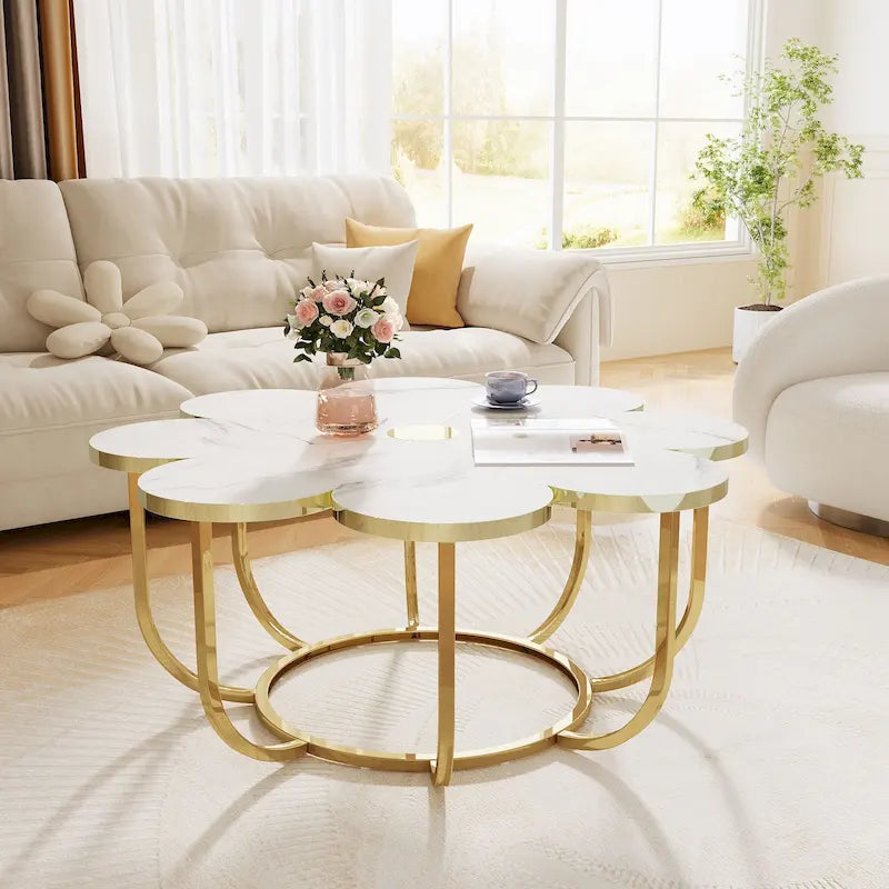 Table basse d'appoint moderne en forme de fleur de 100 cm pour salon
