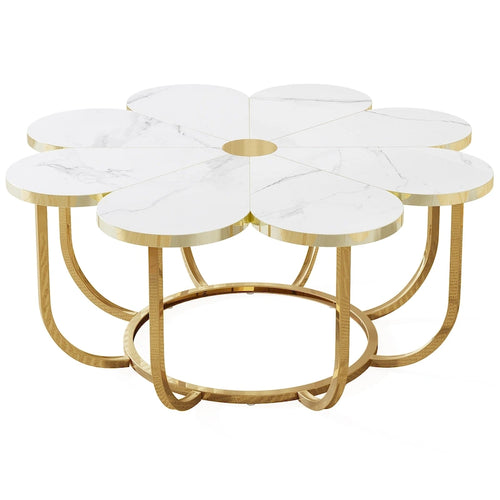 39.37-inch Modern Flower-Shaped Coffee Accent Table for Living Room
