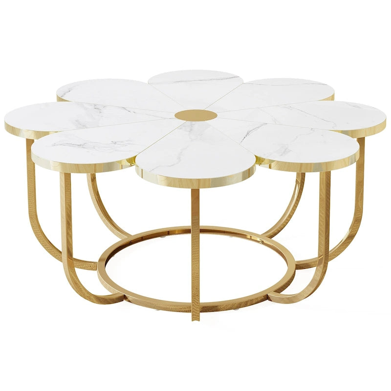 Table basse d'appoint moderne en forme de fleur de 100 cm pour salon