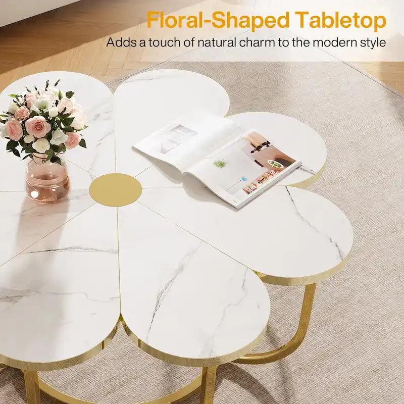 Table basse d'appoint moderne en forme de fleur de 100 cm pour salon