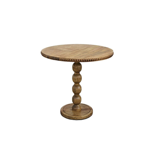 Table d'appoint de 21 pouces, dessus rond, pied boule empilé, bois de manguier brun naturel