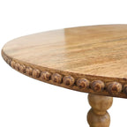 Table d'appoint de 21 pouces, dessus rond, pied boule empilé, bois de manguier brun naturel