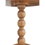 Table d'appoint de 21 pouces, dessus rond, pied boule empilé, bois de manguier brun naturel