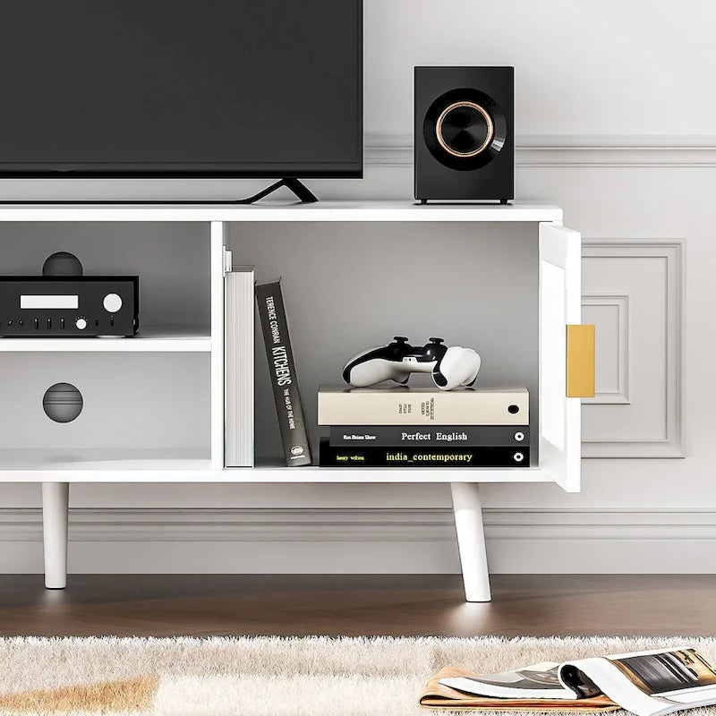 Mobile TV Moderno di Metà Secolo per TV Fino a 75 Pollici, Mobile Porta TV, Consolle Multimediale
