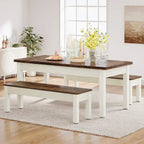 Set da pranzo da 55 pollici per 4-6 persone, tavolo da cucina in legno con 2 panche