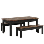 Set da pranzo da 55 pollici per 4-6 persone, tavolo da cucina in legno con 2 panche