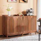 Buffet vaisselier, armoire de rangement de style rustique de 145 cm avec portes et étagère réglable