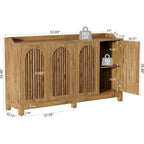 Buffet vaisselier, armoire de rangement de style rustique de 145 cm avec portes et étagère réglable