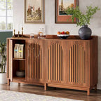 Buffet vaisselier, armoire de rangement de style rustique de 145 cm avec portes et étagère réglable