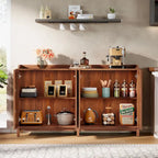 Buffet vaisselier, armoire de rangement de style rustique de 145 cm avec portes et étagère réglable