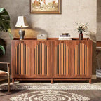 Buffet vaisselier, armoire de rangement de style rustique de 145 cm avec portes et étagère réglable