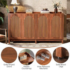 Buffet vaisselier, armoire de rangement de style rustique de 145 cm avec portes et étagère réglable
