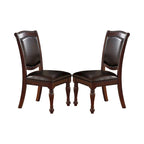 PU Upholstered Dining Chair, Dark Brown(Set of 2)