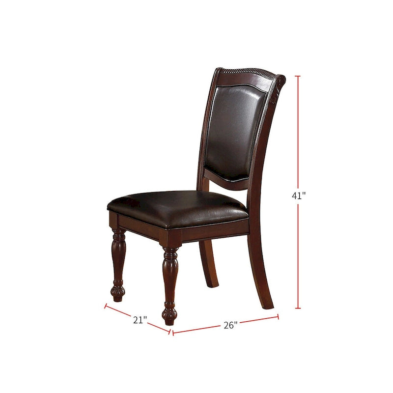 Sedia da pranzo imbottita in PU, marrone scuro (set da 2)