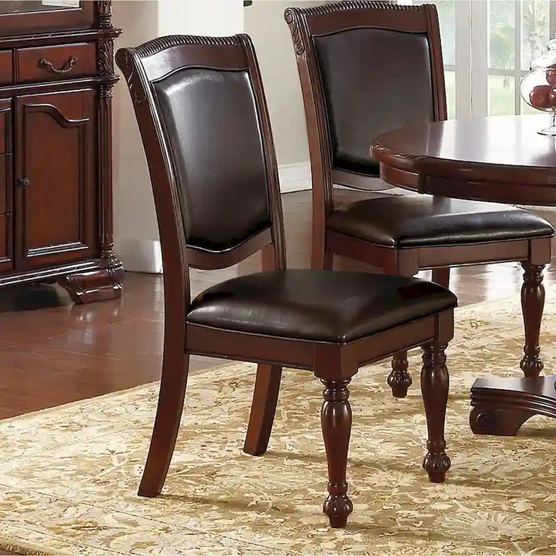 Sedia da pranzo imbottita in PU, marrone scuro (set da 2)
