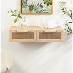 Kate and Laurel Ori Mobile Consolle in Rattan - 28x13x6