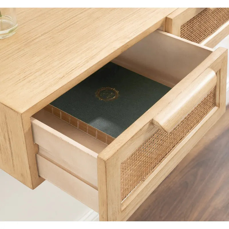 Kate and Laurel Ori Mobile Consolle in Rattan - 28x13x6