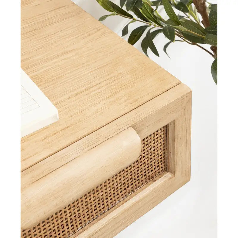 Kate and Laurel Ori Mobile Consolle in Rattan - 28x13x6